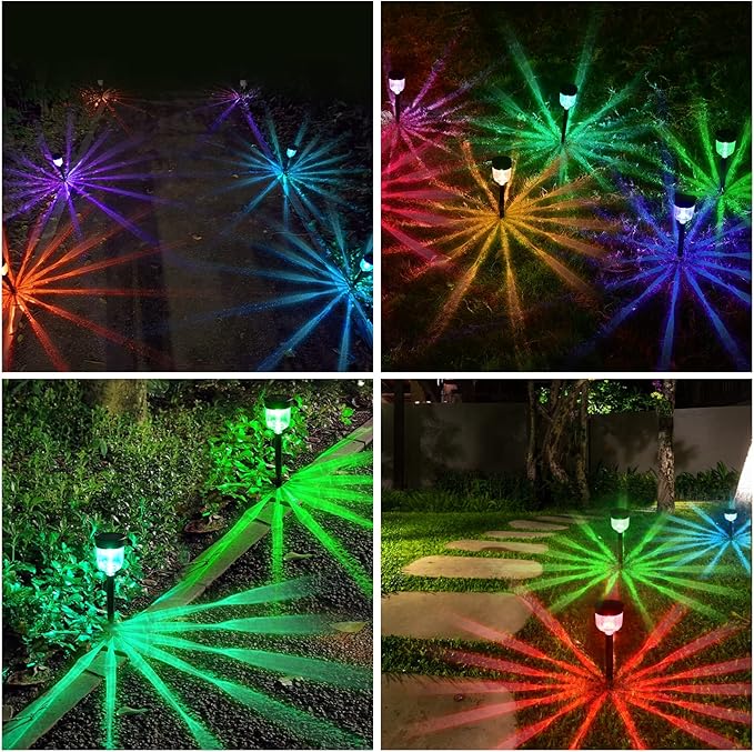 SMY Lighting Solar Outdoor Path Lights, Color Changing Waterproof IP65 Auto On/Off Solar Landscape Pathway LED Lights for Back Yard and Walkway Decorative