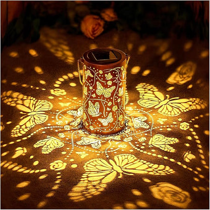 Butterfly Solar Lanterns Outdoor Waterproof Hanging Solar Lights Butterfly Gifts for Women Men Metal Decorative LED Lanterns for Garden Decor,Yard,Patio,Lawn,Tabletop,Pathway