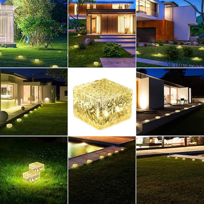 6 Pack Solar Brick Lights Landscape Path Light Garden Decoration Yard Paver Road Lighting Recessed Paver for Garden, Pathway, Patio, Walkway Decor