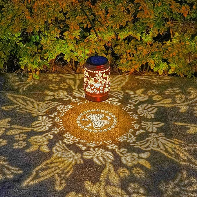 Large Solar Lanterns Outdoor Waterproof Butterfly Birthday Gifts for Women Men, Metal Hanging Solar Lantern Lamp for Yard, Lawn, Patio, Backyard, Butterfly Garden Decor Outside