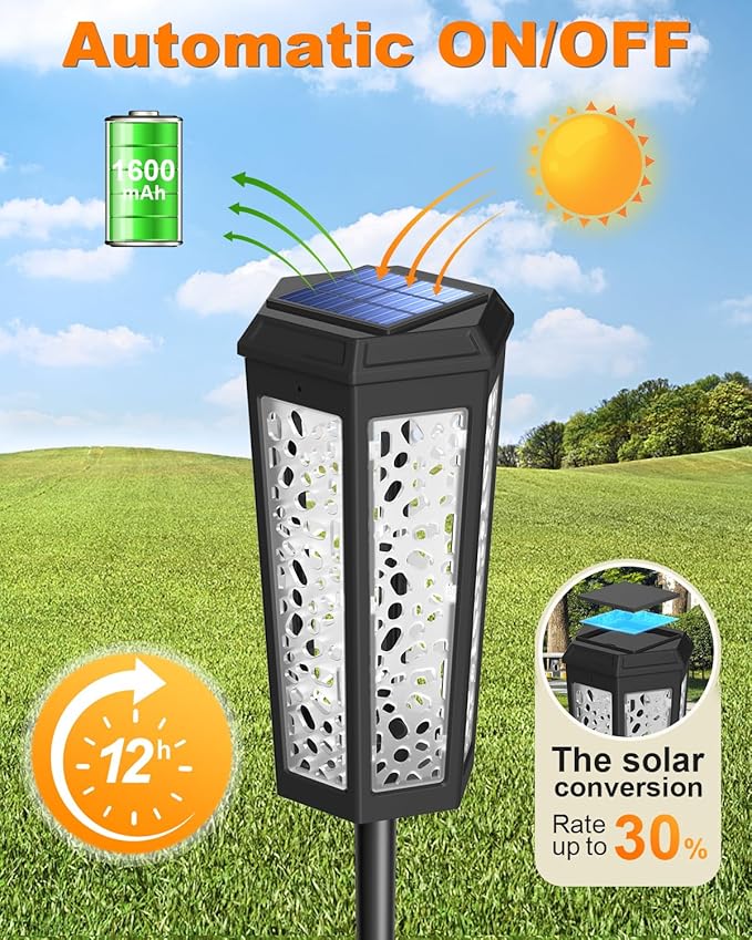 Colored Solar Powered Pathway Landscape Lights Outdoor Warm White & RGB Dusk to Dawn Waterproof for Garden Sideway Outside, Patio, Path, Yard, Walkway, Driveway, 2 Modes 6 Pack Accent Modern Design