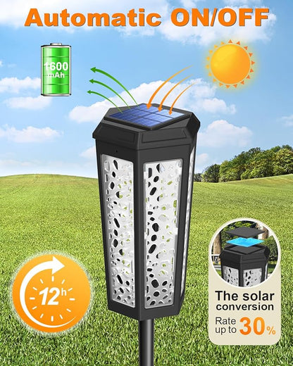 Colored Solar Powered Pathway Landscape Lights Outdoor Warm White & RGB Dusk to Dawn Waterproof for Garden Sideway Outside, Patio, Path, Yard, Walkway, Driveway, 2 Modes 6 Pack Accent Modern Design