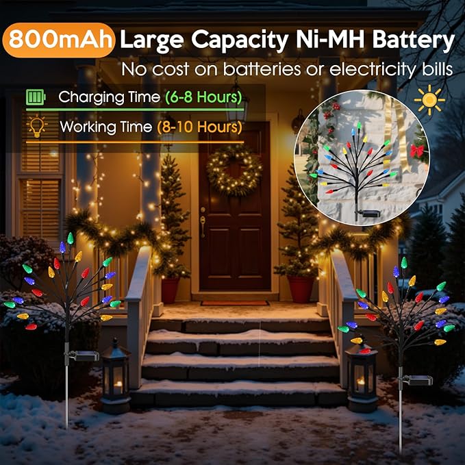 2-Pack Solar Path Lights, Outdoor Walkway LED
