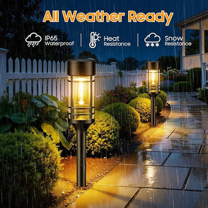 LETMY 12 Pack Solar Pathway Lights Outdoor, Solar Lights Outdoor Waterproof IP65, Bright Solar Garden Lights Outdoor, Auto On/Off Outdoor Solar Lights for Yard Walkway Driveway Landscape Garden Decor