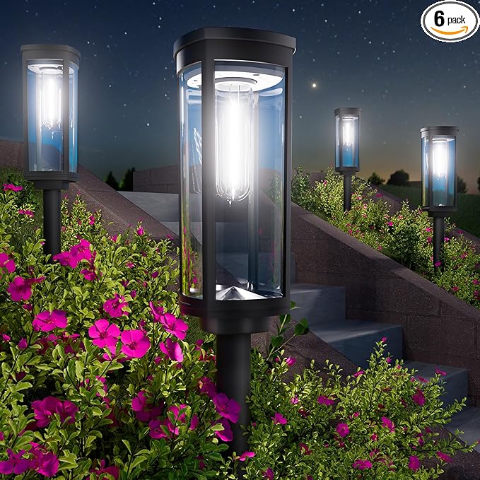6-Pack IP65 Solar Landscape Lights for Yard