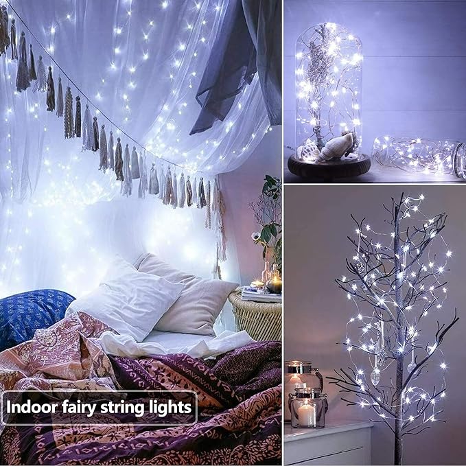 4-Pack 16ft Christmas LED String Lights, Waterproof Timer Lights