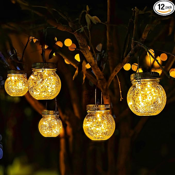 Metal Firefly Solar Lanterns for Patio, Waterproof LED
