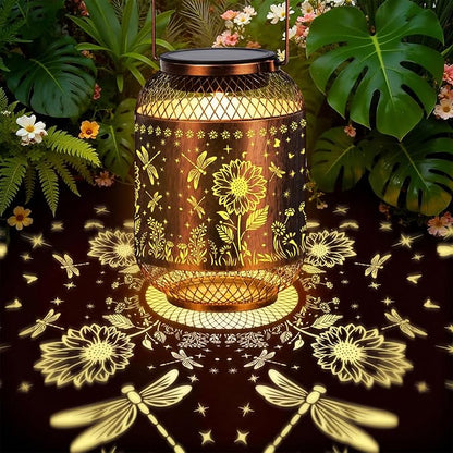 Vaukki Solar Lantern Outdoor Waterproof, Dragonfly Garden Decor Birthday Gifts for Women Friendship Mom Grandma Sister, Metal Hanging Solar Lights for Outside, Patio, Yard, Backyard, Porch, Pathway