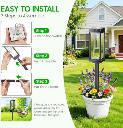 WdtPro Bright Solar Pathway Lights Outdoor, 8 Pack Solar Powered Garden Lights Waterproof, Auto On/Off, Up to 15 Hrs Outdoor Light for Pathway Yard Walkway Driveway Patio Decor Landscape