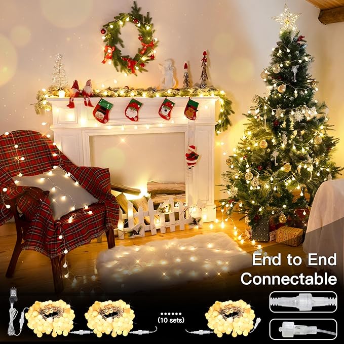 Christmas Fairy Lights, 33ft 100 LED Battery Twinkle Lights