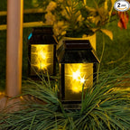 2-Pack Hanging Solar Backyard Lanterns, Charming Waterproof LED