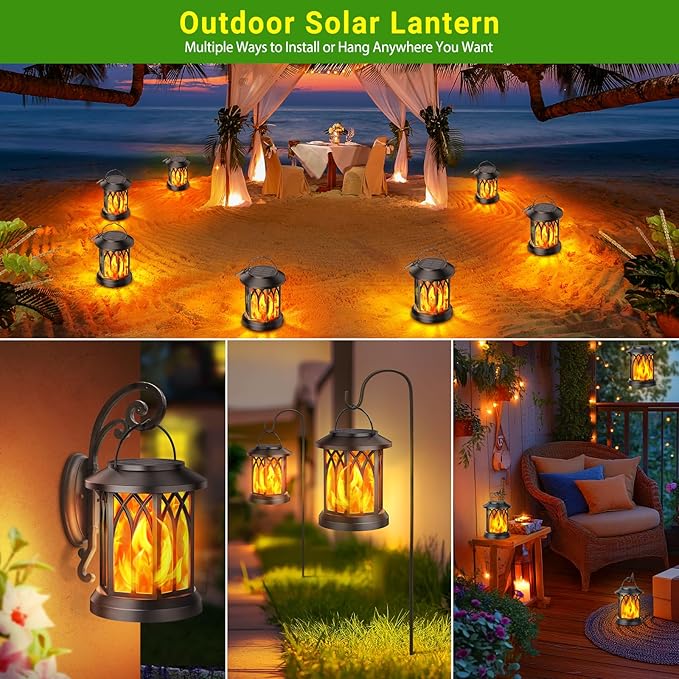 Solar Courtyard Lanterns 6-Pack, Yard Hanging LED Decor