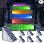 6-Pack Solar Stair Motion Sensor Step Lights, RGB Waterproof