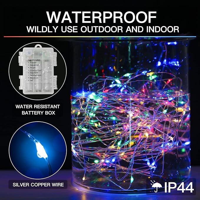 Christmas Porch String Lights, 33ft 100 LED Waterproof