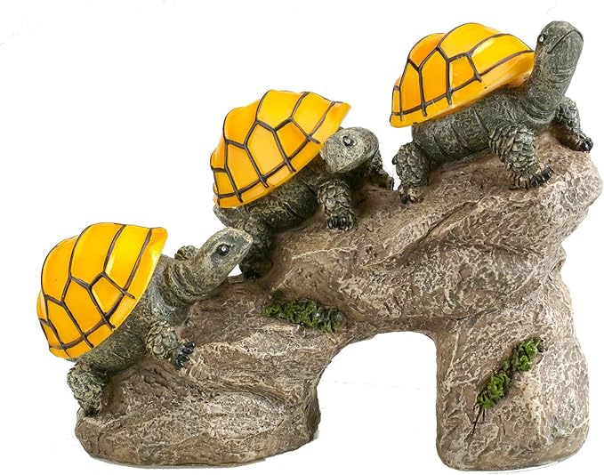 Solar Powered Turtles on Log Outdoor Accent Lighting LED Garden Light Decor