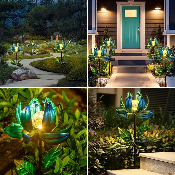 Blue Solar Path Lights, Outdoor Yard LED