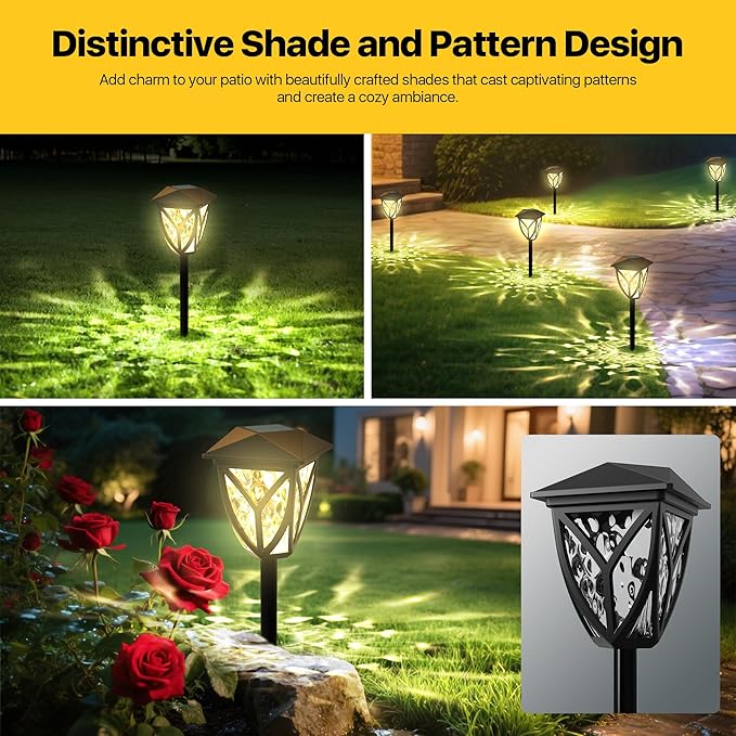 Ensenior Solar Lights Outdoor, 3000K LED Solar Garden Lights for Pathway Yard Patio Walkway Planter Walkway Landscape Lighting, IP65 Waterproof, Energy-Efficient Landscape Lighting, 8-Pack