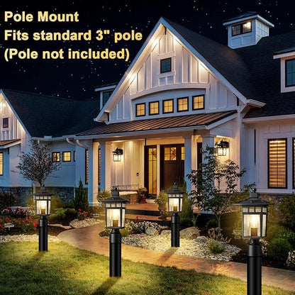 Dusk to Dawn Outdoor Post Lights,Black Waterproof Lamp Post Light Fixture, Aluminum Lamp Posts Outdoor Lighting Pole Lantern for Outside Yard Patio Pathway Garden Deck, Hard Wired,1-Pack