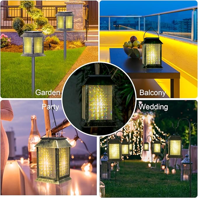 Courtyard Solar Hanging Lanterns 2-Pack, Charming Backyard Decor