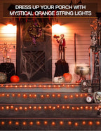 100 LED Halloween Twinkle Lights, 33ft Waterproof for Porch