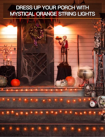 100 LED Halloween Twinkle Lights, 33ft Waterproof for Porch