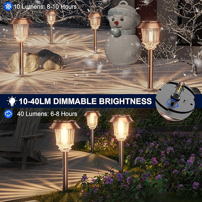 6-Pack Warm White Solar Path Lights, Outdoor Walkway LED