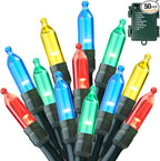 Multicolor Christmas Lights, 16.3ft LED Timer