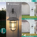 2-Pack Backyard Solar Garden Lanterns, Metal Waterproof LED