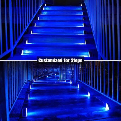 VOLISUN Solar Stair Lights 6 Pack, Solar Step Lights Outdoor Waterproof IP67, LED Outdoor Step Light,Outdoor Light Decor for Garden Stair, Deck, Front Step and Front Porch（Blue Lighting）