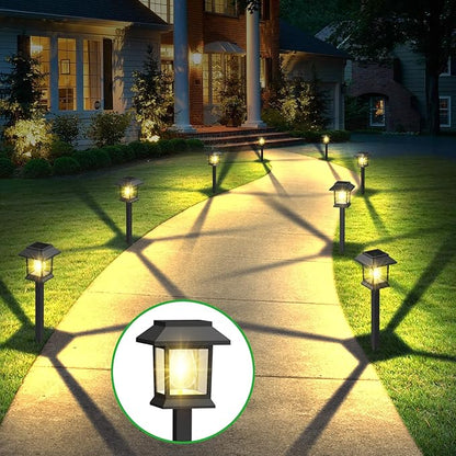 Solar Outdoor Lights, 12 Pack Solar Pathway Lights Waterproof, Landscape Lighting for Path Walkway Lawn Garden Yard Outside Décor, Black