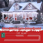 2-Pack 33ft Christmas LED String Lights, Waterproof Timer Lights