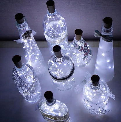 Decorman 10 Pack Solar Powered Wine Bottle Lights, 10 LED Waterproof Copper Cork Shaped Lights for Wedding/Christmas/Outdoor/Holiday/Garden/Patio/Yard/Pathway Decor (Cool White)