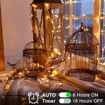 4 Pack String Lights Battery Operated, Each 23ft 70 LED Christmas Lights with Timer 8 Modes Fairy String Lights for Indoor Outdoor Wedding Garland Xmas Tree Decoration (Warm White)