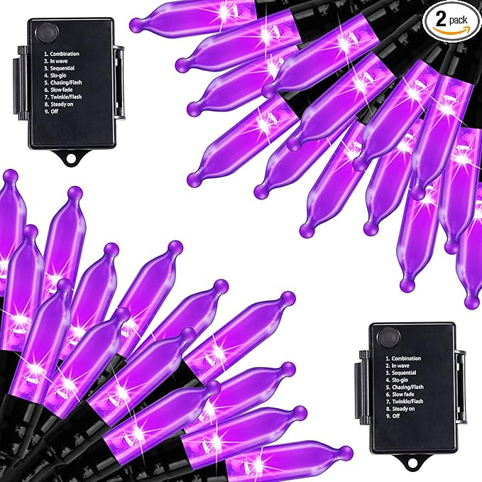 Christmas Porch String Lights 2-Pack, 50 LED Waterproof