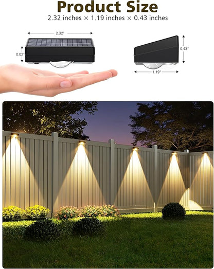 VOLISUN Solar Fence Lights, Fence Lights Solar Powered, IP65 Waterproof LED, 3 Color Temperatures Outdoor Solar Lights for Yard, Fence, Wall, Backyard (12 Pack, Black)