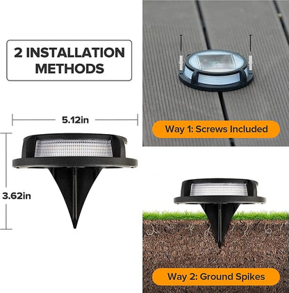 LUTEC 2 Pack Solar Deck Lights, 12 LEDs IP65 Waterproof Solar, Outdoor Driveway Marker Lights for Step, Sidewalk, Pathway, Patio, Garden(Warm White)