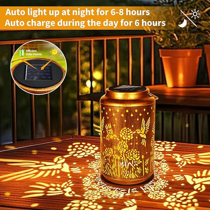 Brizled Hummingbird Solar Lanterns Outdoor, Decorative Mothers Day Gifts for Women Mom Grandma, Waterproof Hanging Solar Lights LED Lanterns for Garden Patio Courtyard Path Tabletop Porch Balcony Decr