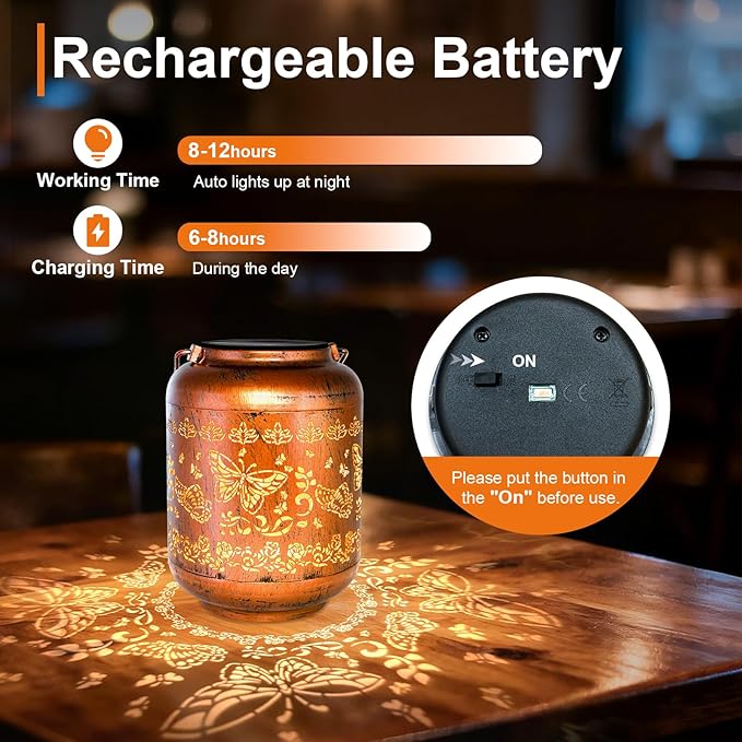 Gifts for Women Butterfly Solar Lanterns Outdoor Waterproof Metal Hanging Solar Lights for Yard Garden Decor Ornament Butterfly Birthday Mothers Day Gardening Gifts for Mom Grandma
