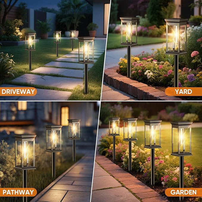 Solar Pathway Lights Outdoor Waterproof – 8 Pack Bright Solar Powered Garden Lights with Auto On/Off, IP65 LED Landscape Lighting for Walkway Patio Lawn Yard Decor