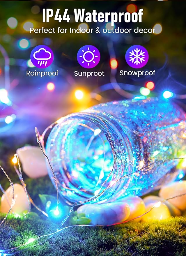 Christmas LED String Lights, Waterproof Timer Lights