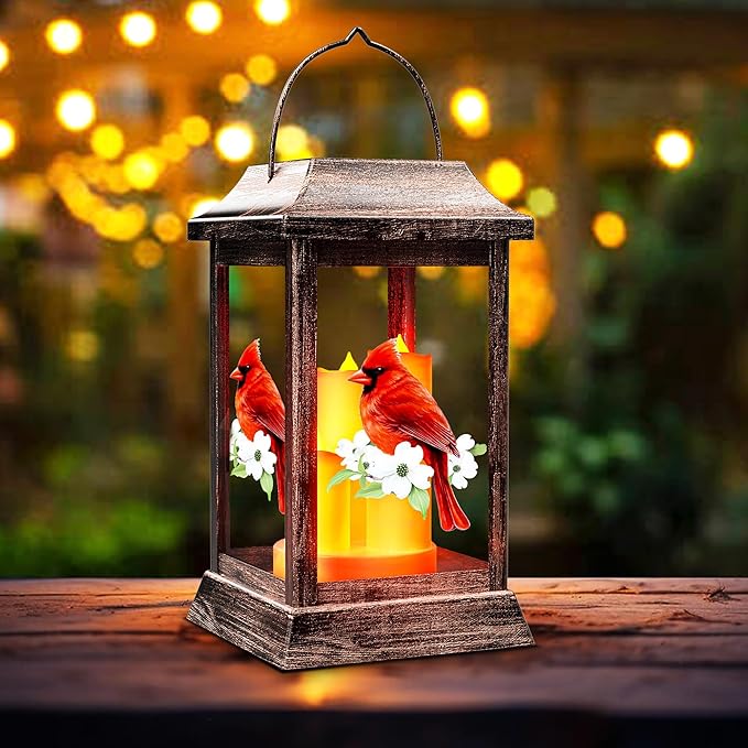 Cardinal Solar Garden Lanterns, Rustic Waterproof LED