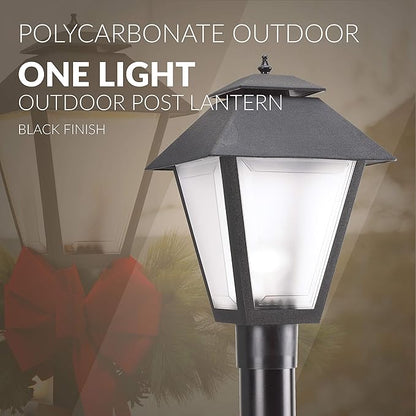 Generation Lighting 82065-12 Polycarbonate One-Light Outdoor Post Lantern Outside Lighting, Black Finish