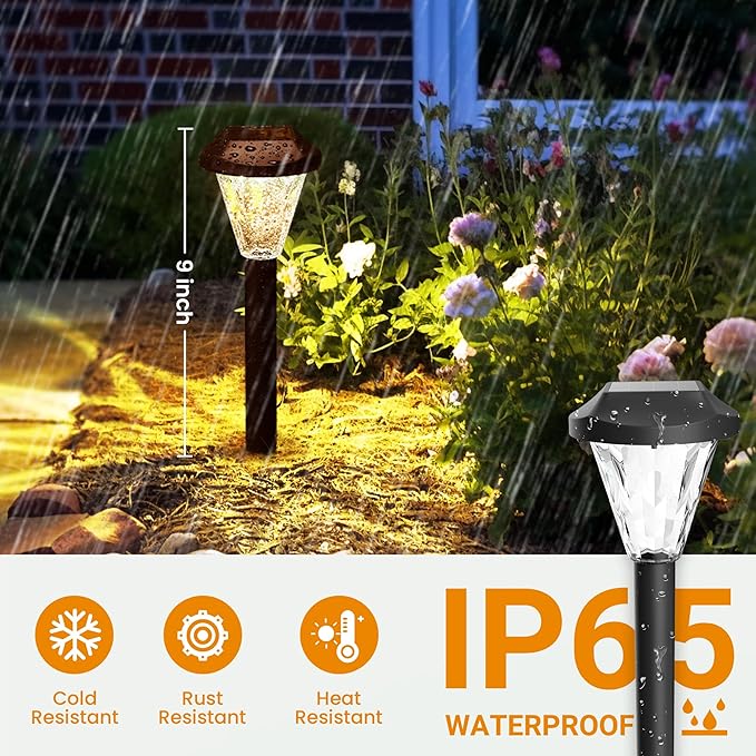 GIGALUMI 16 Pack Solar Lights Outdoor Waterproof, Outdoor Solar Lights for Yard, Solar Garden Lights, Yard Decorations Outdoor for Pathway, Patio, Garden, Driveway, Lawn, and Landscape(Warm White)