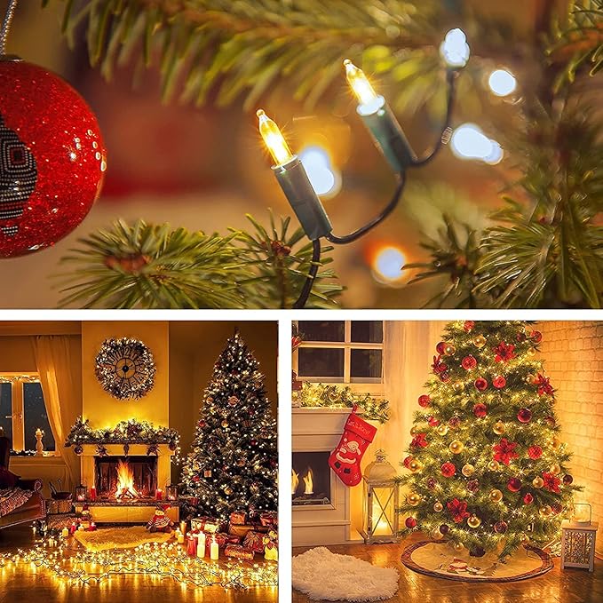 100 LED Christmas Twinkle Lights, 33ft Waterproof for Backyard