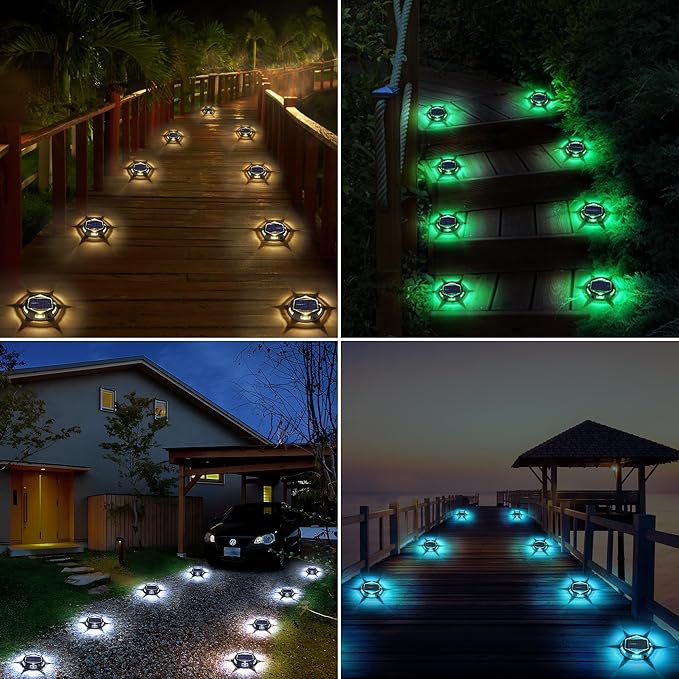 6-Pack Solar Gutter Lights, RGB Waterproof LED