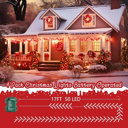 Christmas Patio String Lights 4-Pack, 66ft 200 LED Waterproof