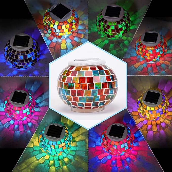 Solar Mosaic Garden Statue Light, Outdoor Decor