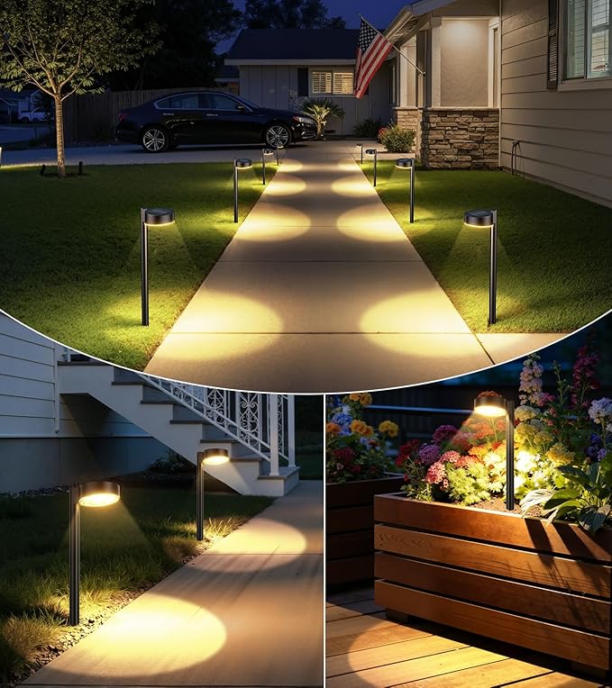 12-Pack Solar Pathway Lights, Waterproof LED Driveway Lights