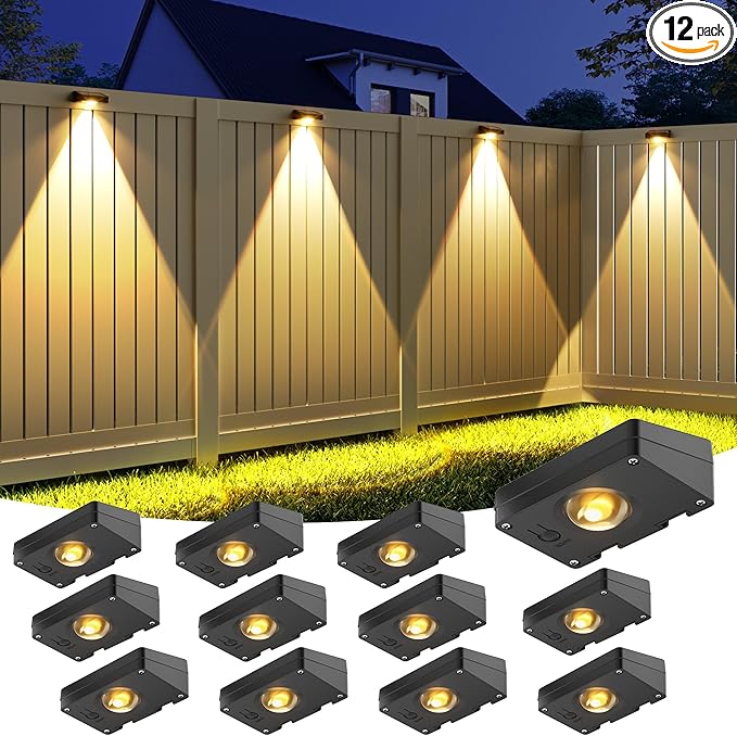 12-Pack Black Solar Yard Lights, Outdoor LED