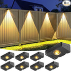8-Pack Solar Deck Step Lights, Black Waterproof